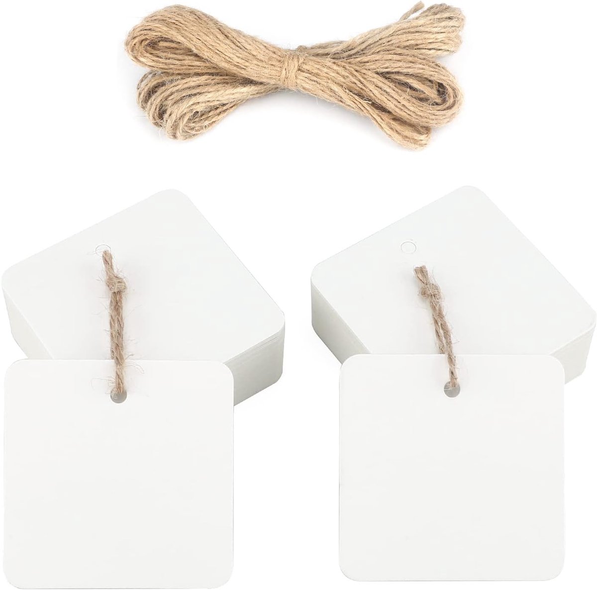 SnelShoppen - Kraft Paper Pendant Gift Labels 5.5 cm - 100 Stuks met Jute Touw - Perfect voor Feestjes, Kerst, Bruiloften, Cadeaus en Meer