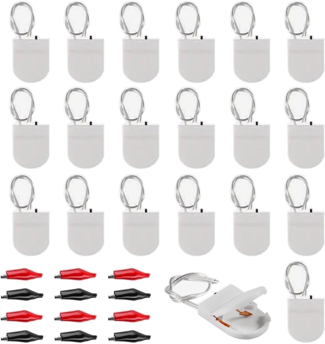 SnelShoppen - 20pcs CR2032 Batterijhouder met Aan/Uit Schakelaar - Universele Knopcel Adapter Clip - 1x 3V CR2032 Batterijhouder voor LED - Inclusief