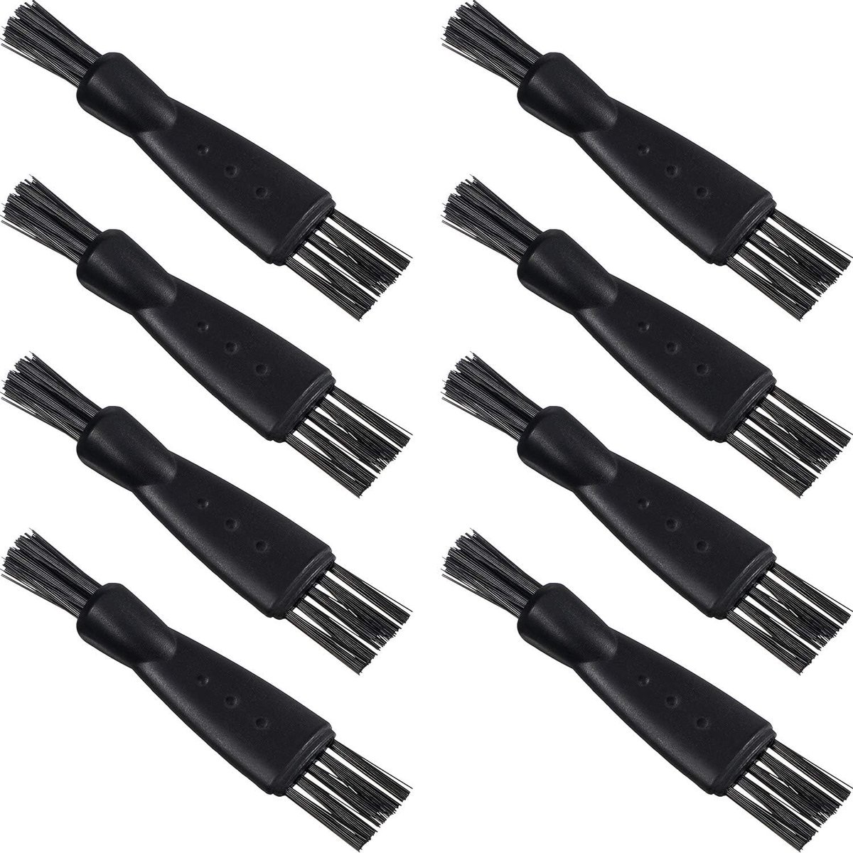 SnelShoppen - 8Pcs Dubbelzijdige Scheermes Trimmer Set - Elektrische Scheerapparaat Reinigingsborstel met Nylon Borstels en PP Handvat - Compact en Li