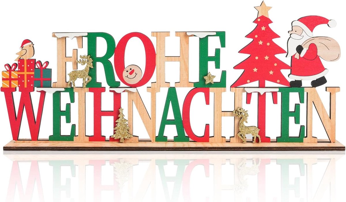 SnelShoppen - Houten Kerstdecoratie, Tafeldecoratie Merry Christmas, Decoratieve Letters voor Feestdagen, Voor Mantel, Vensterbank, Duurzaam Hout, 32.