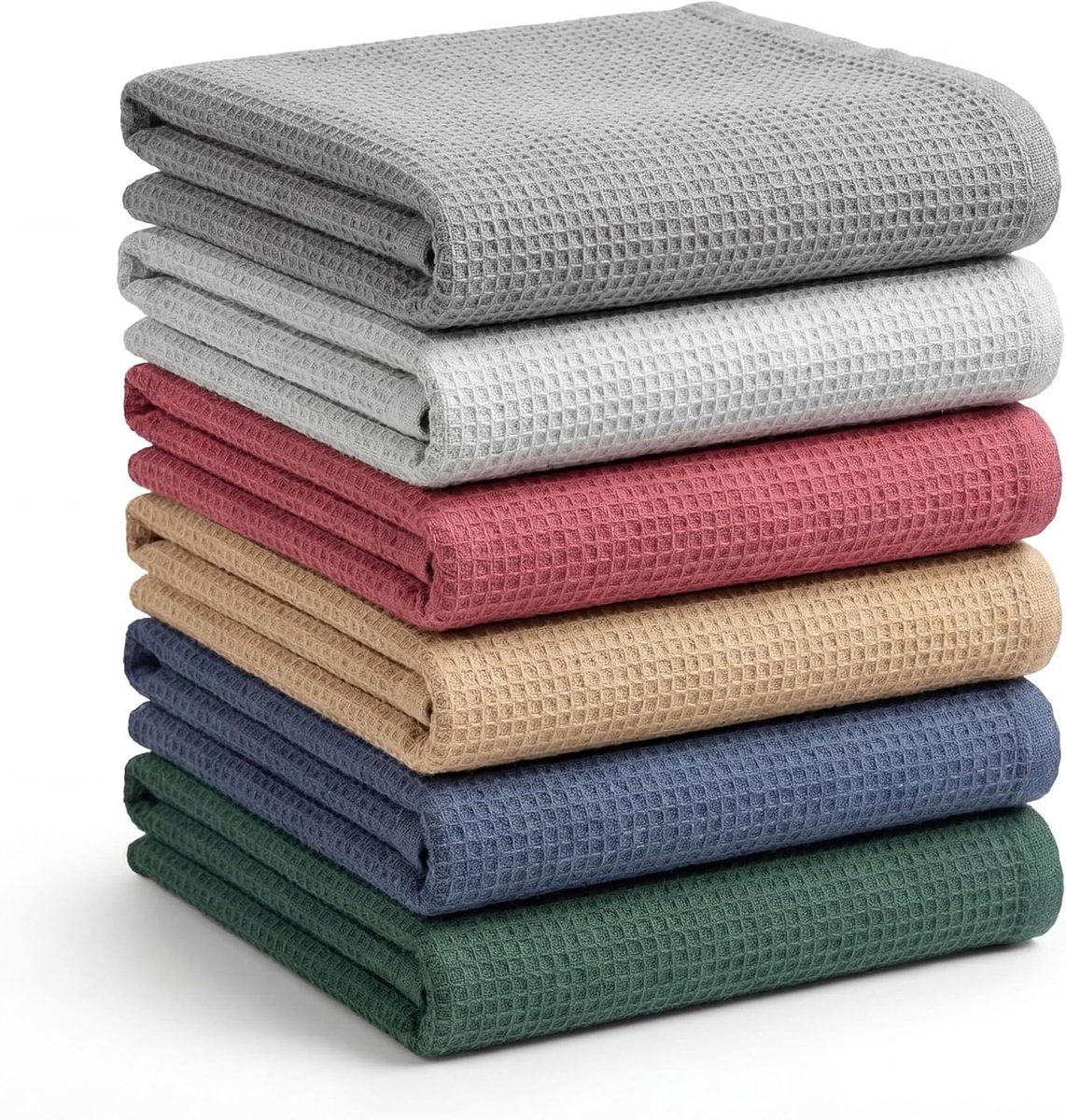 SnelShoppen - Set van 6 Keukenhanddoeken van Hoogwaardige Katoen - Microvezel en Spons - Ultra Absorberend en Duurzaam - 45x65 cm - Ideaal voor Koken