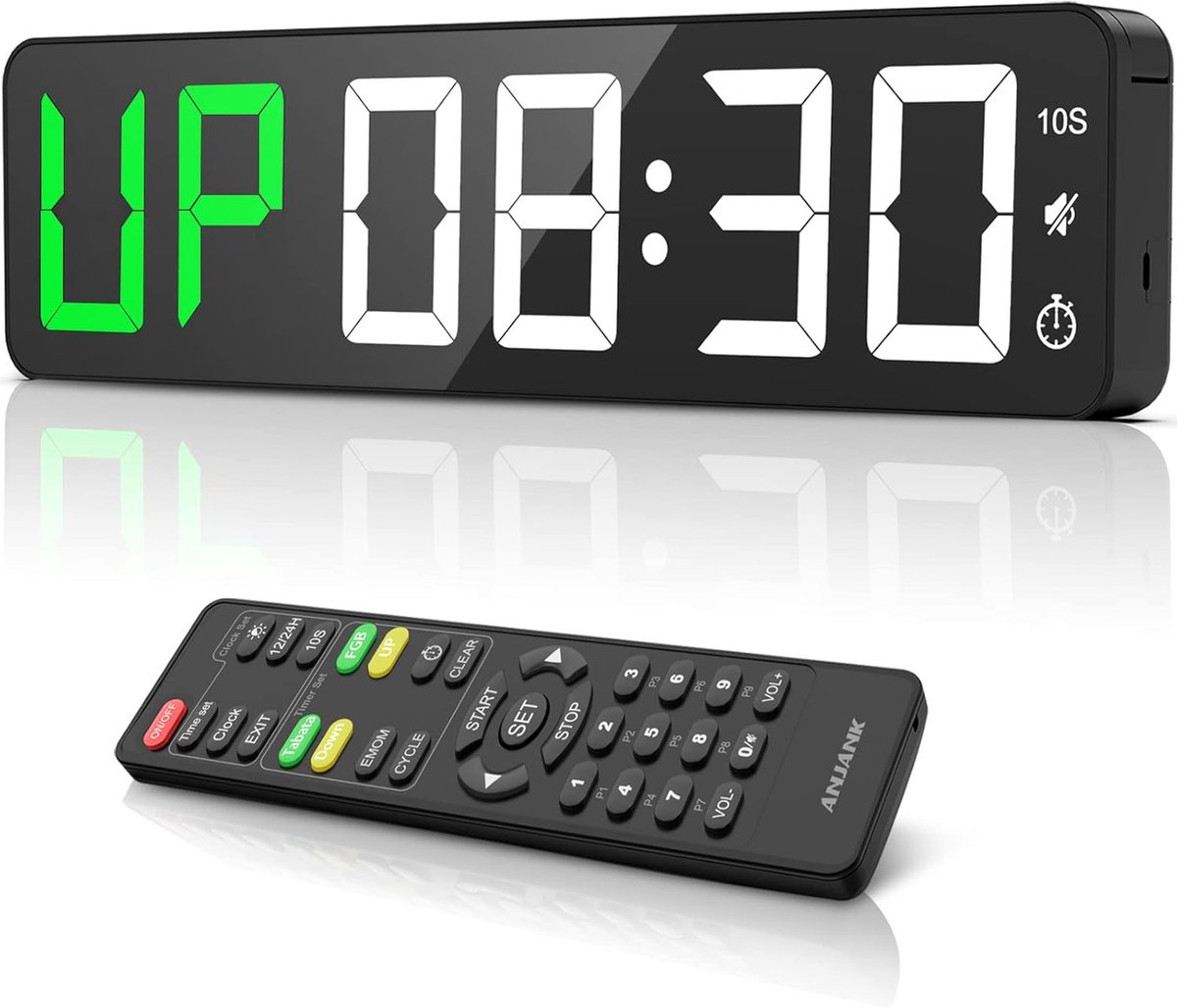 SnelShoppen - Gym Timer 15" Grote LED Display Wandklok | Interval Workout Timer | Countdown Stopwatch | 12 Instelbare Volumes | 3 Installatie Opties |