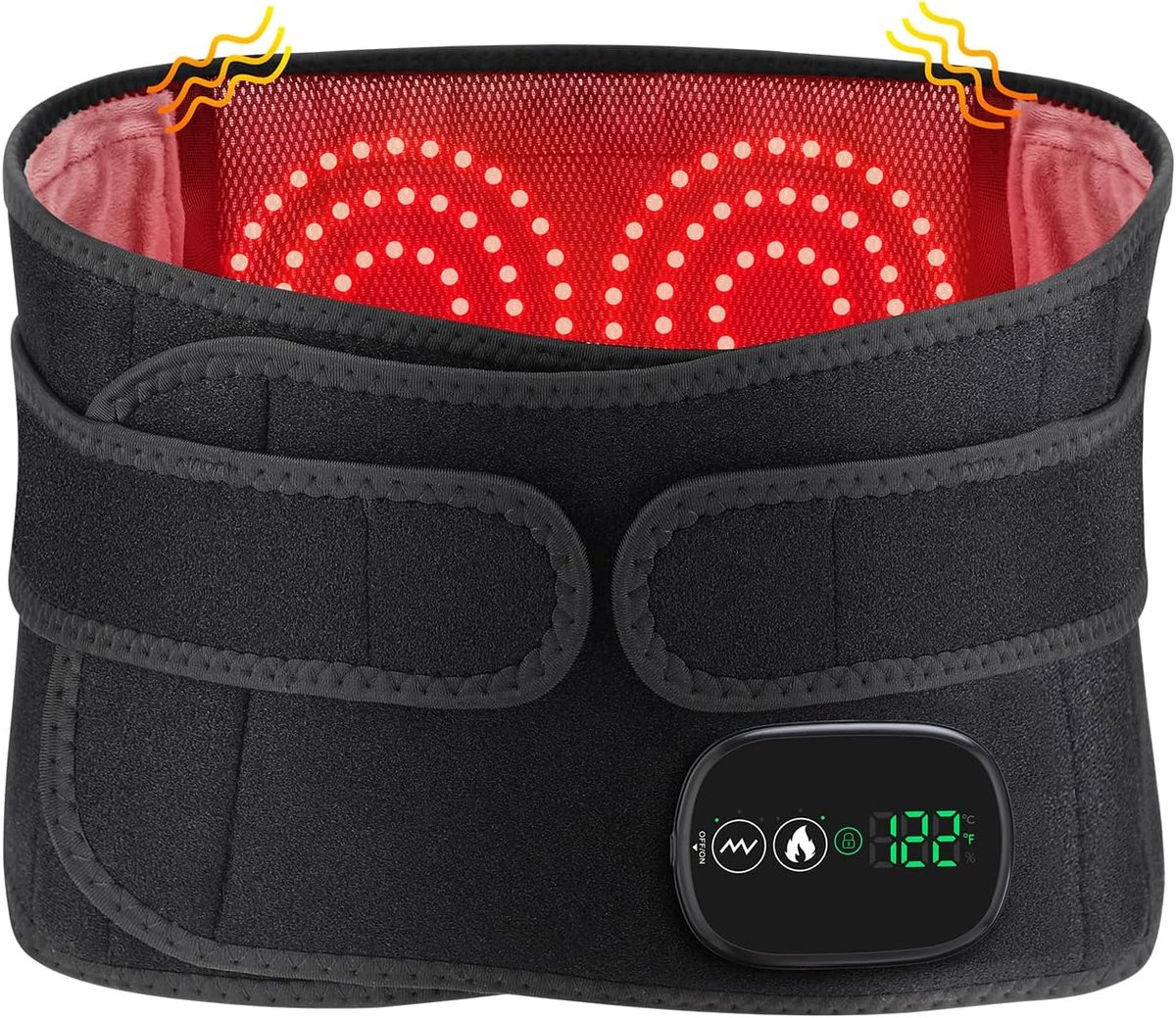Thijox - Elektrische Verwarmingspad Draadloos Voor Taille, 3 Snel Verwarmende Massagemodi Met Touchscreen, Oplaadbare 5000mAh Buikwarmer In Zwart Voor