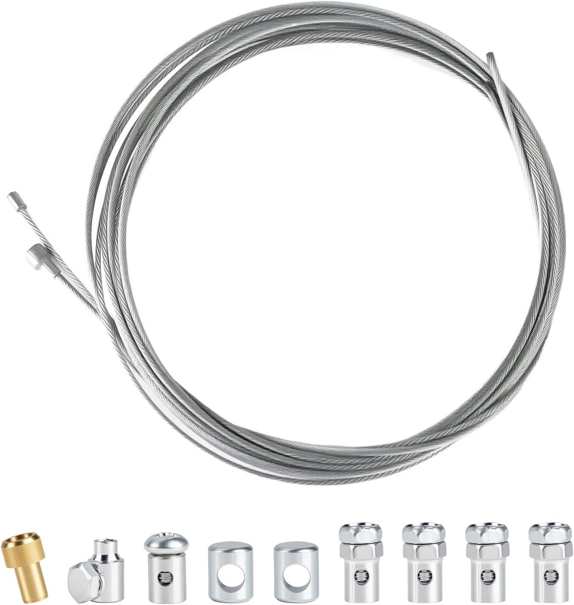 SnelShoppen - Pack van 2 2m Bowden Kabel Universele Reparatiekit met 9 Nipples, Throttle en Clutch Kabel voor Motoren, Scooters en Offroad MX