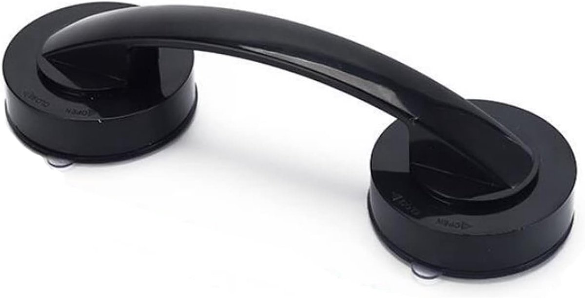 SnelShoppen - Suction Cup Handle Zwart Badkamer Ramp Antislip Veilig Waterdicht en Verwijderbaar - Handgreep voor Raam, Deur en Badkamer (19 * 6.5 * 5