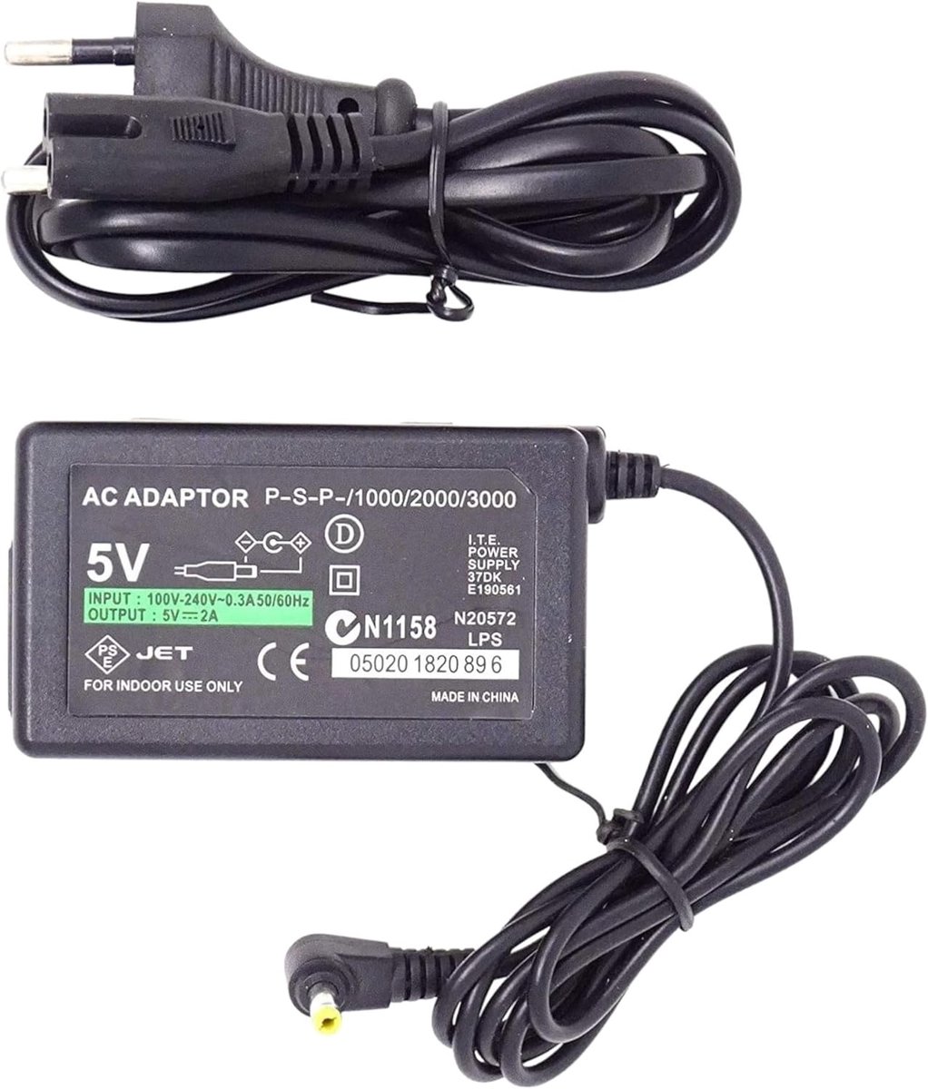 SnelShoppen - Oplaadkabel voor PSP 1000 2000 3000 - Power Adapter voor Sony PSP - Geschikt voor Thuis en Op Reis - Universele Verbindingsopties - AC 1