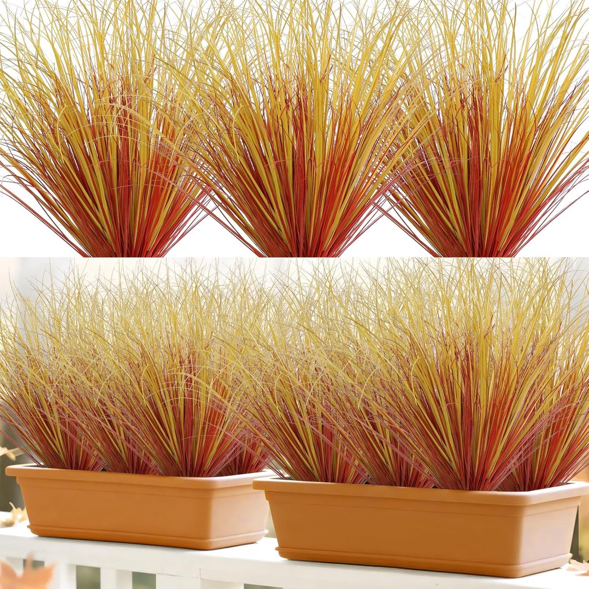 SnelShoppen - Kunstgras 51 cm, Weerbestendige Planten, Herfstdecoratie, Perfect voor Buiten en Binnen, Realistisch Kunstplantje, 14 Stuks, Balkon en T