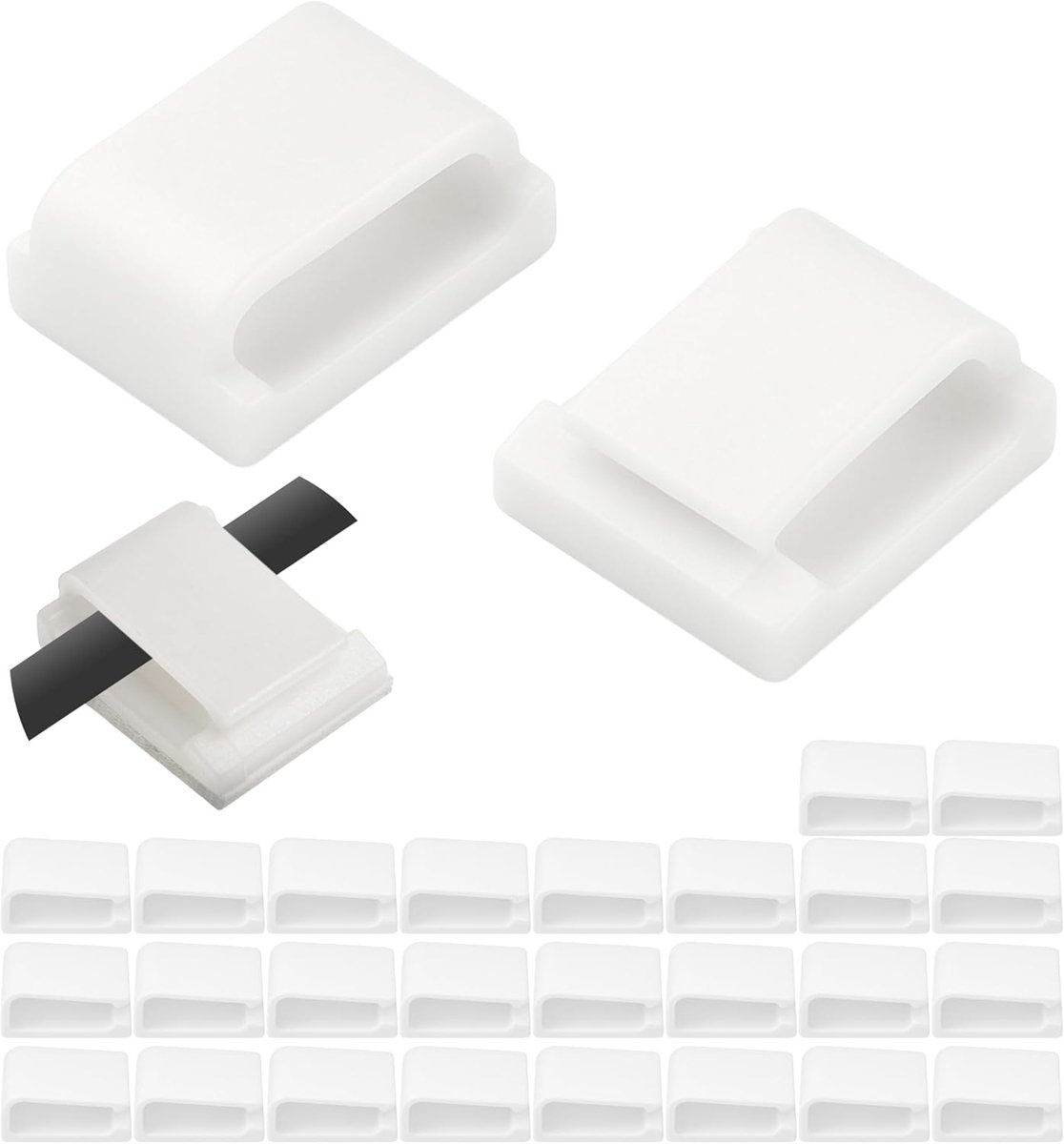 SnelShoppen - Pack van 25 Adhesieve Kabelclips voor Kabelbeheer in Wit 16 x 13 mm, Zelfklevende Kabelhouders voor TV, PC, Keukenapparaat, Lamp, Voor M