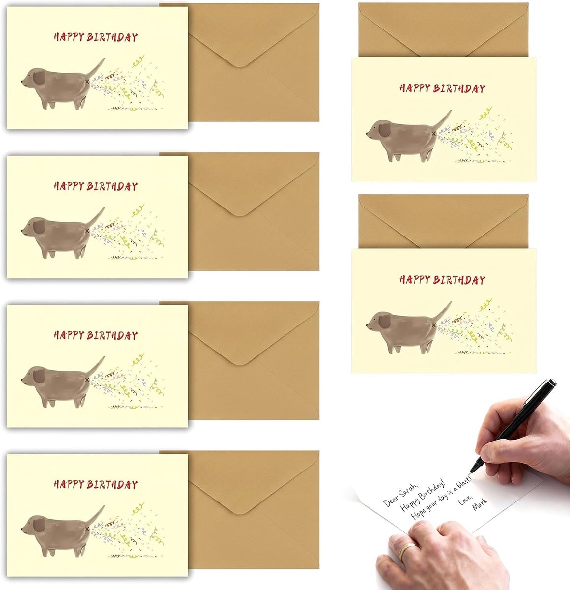 SnelShoppen - Set van 6 Verjaardagskaarten met Enveloppen - Grappige Verjaardagskaarten voor Familie, Kinderen en Vrienden - Originele Persoonlijke Pa