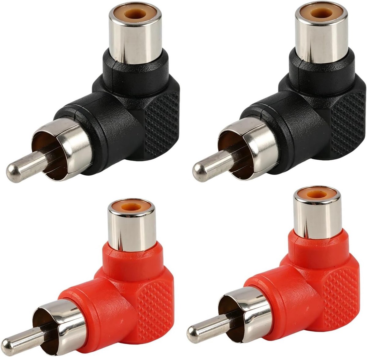RCA Adapters 90° Hoek - Set van 4 - Ruimtebesparend Ontwerp - Geschikt voor Hi-Fi Apparatuur - ShopVlot