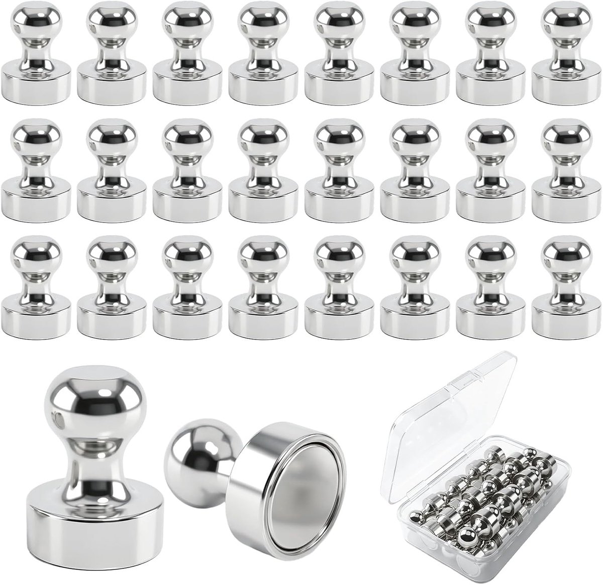 SnelShoppen - Pack van 24 Sterke Mini Magneten voor Whiteboard, Fridge Magneten, Magnetische Haakjes voor Thuis, Kantoor en School - Neodymium, Compac