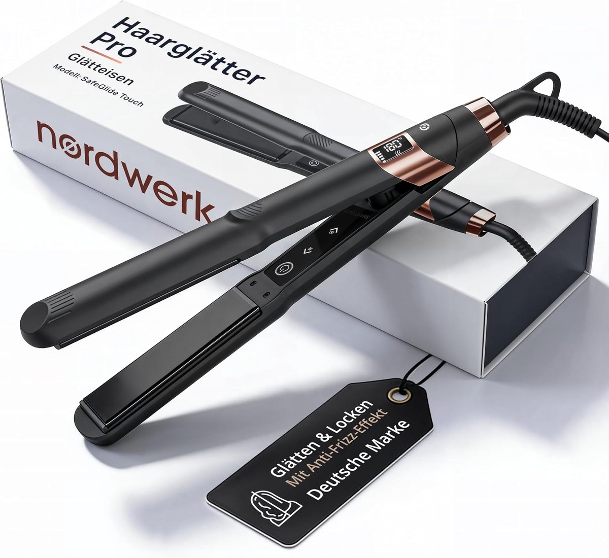 SnelShoppen - 2-in-1 Stijltang SafeGlide Touch - Kruidige Haarstyling, Snel op Temperatuur, Titanium Platen, Voor Glad Haar en Krullen, Professioneel,