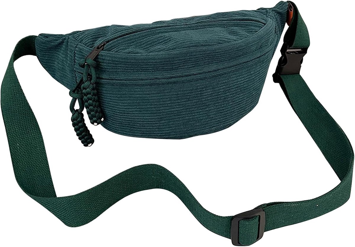 SnelShoppen - Vrouwelijke Heuptas, Buiktas, Buideltas, Verstelbare Schouderband, Groen, 34 x 15 cm, Unisex, Voor Feest, Camping, Dagelijks Gebruik