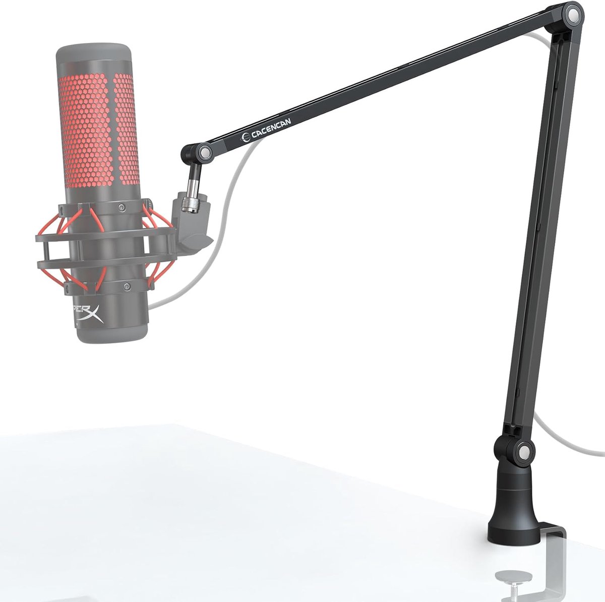SnelShoppen - Microfoonstandaard Boom Arm 360° Rotatie met Tafelhouder voor Streaming, Podcasting, Gaming, Vloggen, Online Cursussen - Minimalistisch