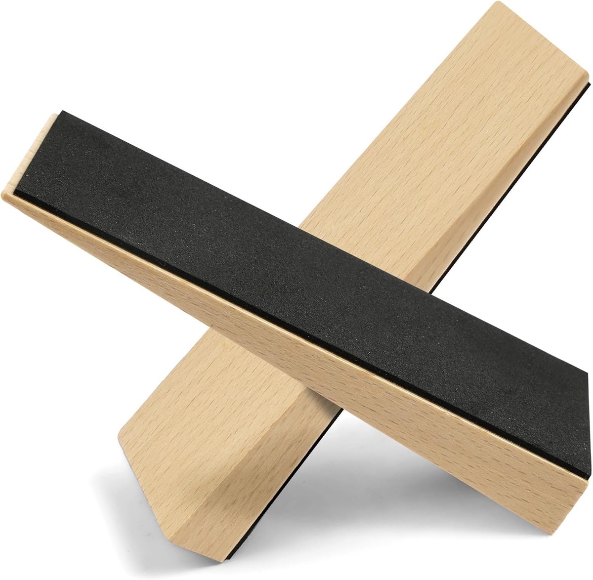 SnelShoppen - 2 Stuks Houten Deurstopper - Robuuste Rubber Basis, Antislip Deurwig voor Houten, Tegels, Tapijt en Cementvloeren (12cm x 1.5cm)