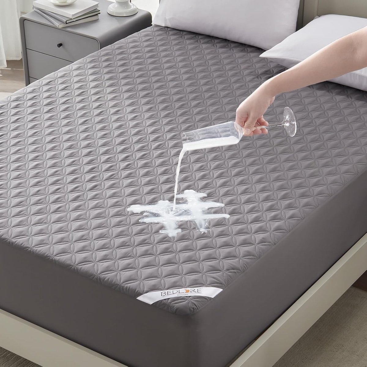 SnelShoppen - Waterdichte Matraskap 140x200cm Grijs - Bescherm je Matras Tegen Vlekken en Vocht - Ideaal voor Kinderen, Camping en Thuisgebruik
