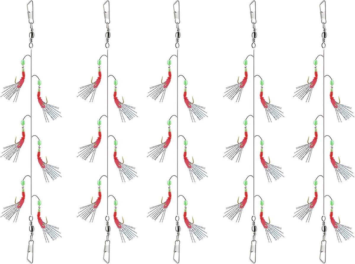 SnelShoppen - Set van 30 Vissen Haken met Kunstmatige Aas en Luminiserende Parels - Bionische Vliegende Insecten - Twee-Tonige Realistische Zachte Aas