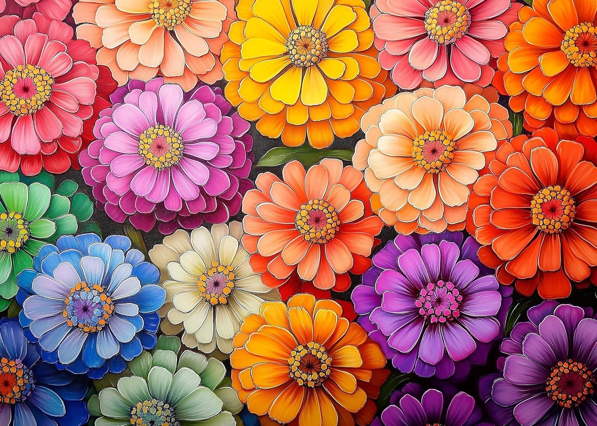 SnelShoppen - 1000 stukjes Puzzel voor Volwassenen - Kleurrijke Bloemen - 70 x 50 cm - Educatief Spel - Uitdaging voor Kinderen en Volwassenen - Premi