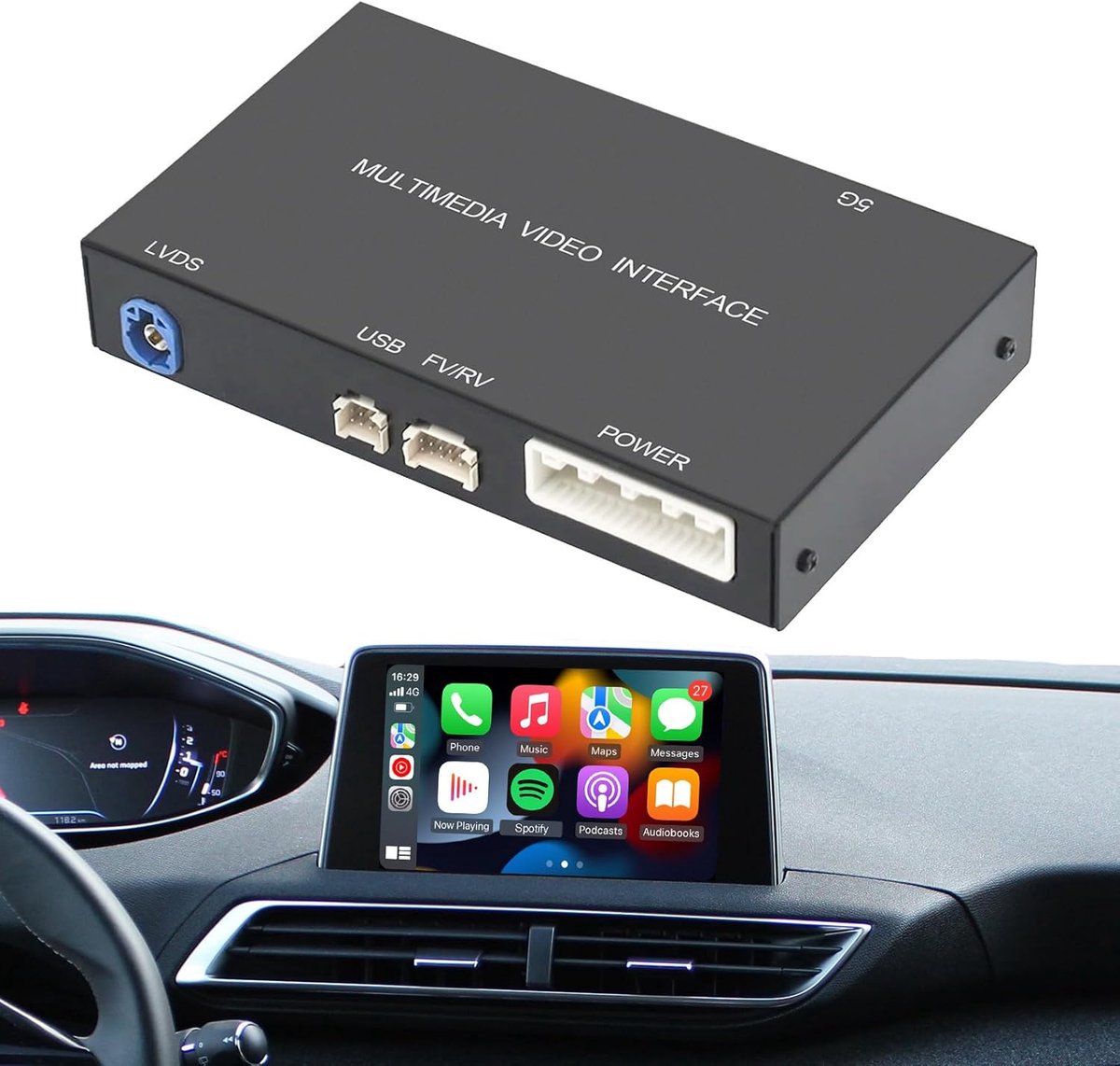 SnelShoppen - Wireless Carplay Android Retrofit Set-top Kit voor Peugeot 208/308/508/2008 Citroen C3/C4/C5/DS3/DS4/DS5 7 inch Plug & Play met MirrorLi