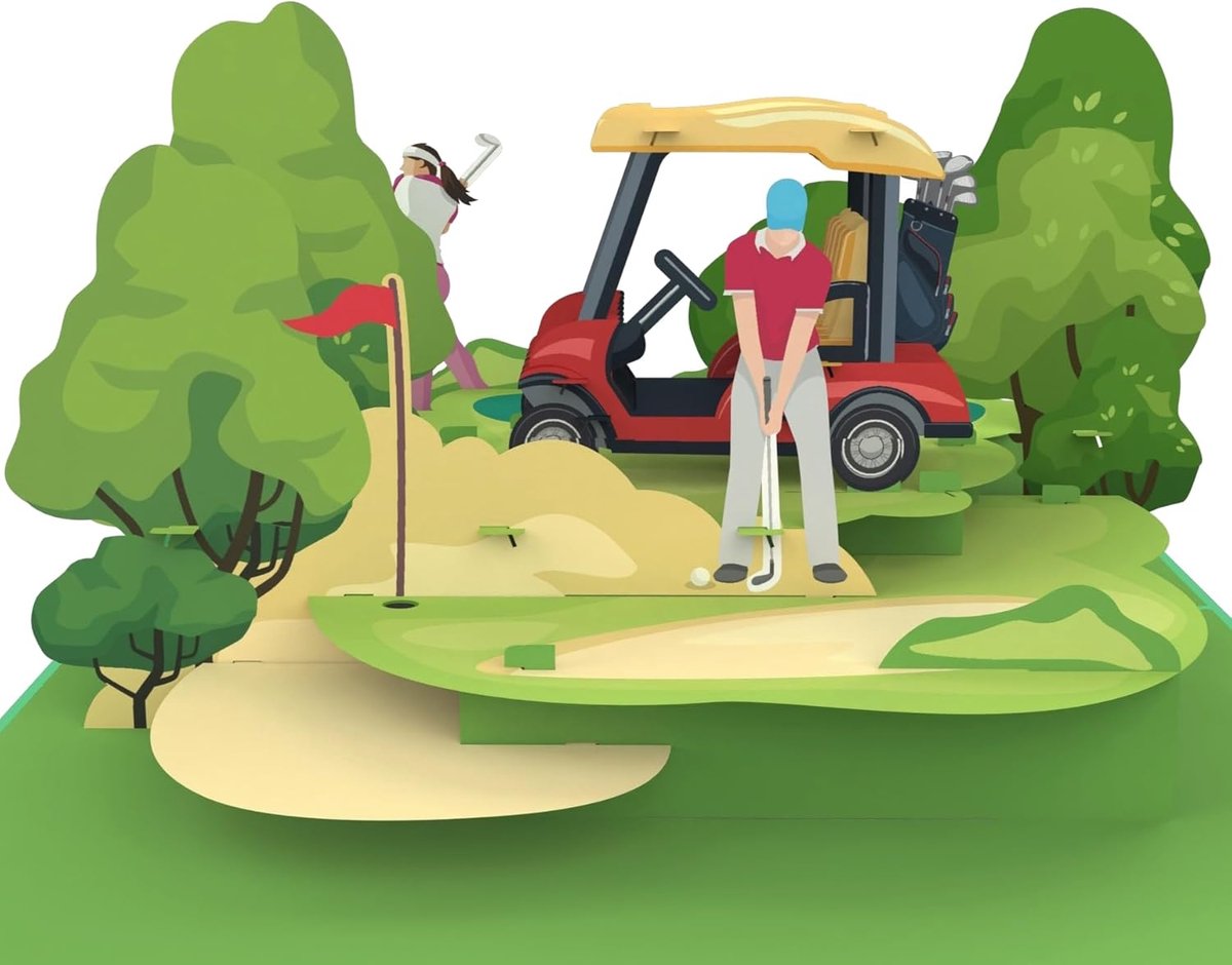 SnelShoppen - MOKIO Pop-Up Kaart Golf - 3D Verjaardagskaart voor Golfers - Unieke Cadeaukaart voor Verjaardag, Geldcadeau of Golfbaan