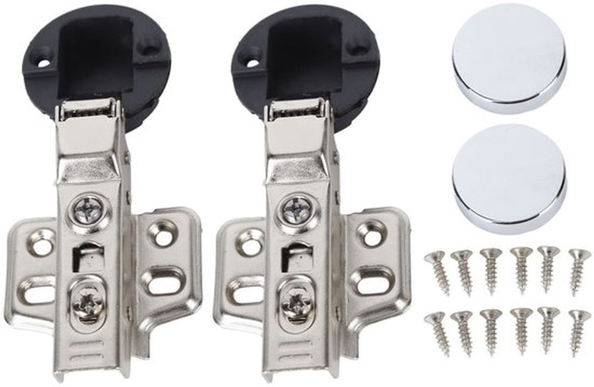 Deurscharnier Roestvrij Staal 35mm - Inboorscharnier - Demping - Geruisloos Sluiten - 2 Sets - Maximaal Draagvermogen 8 kg - Kastscharnier
