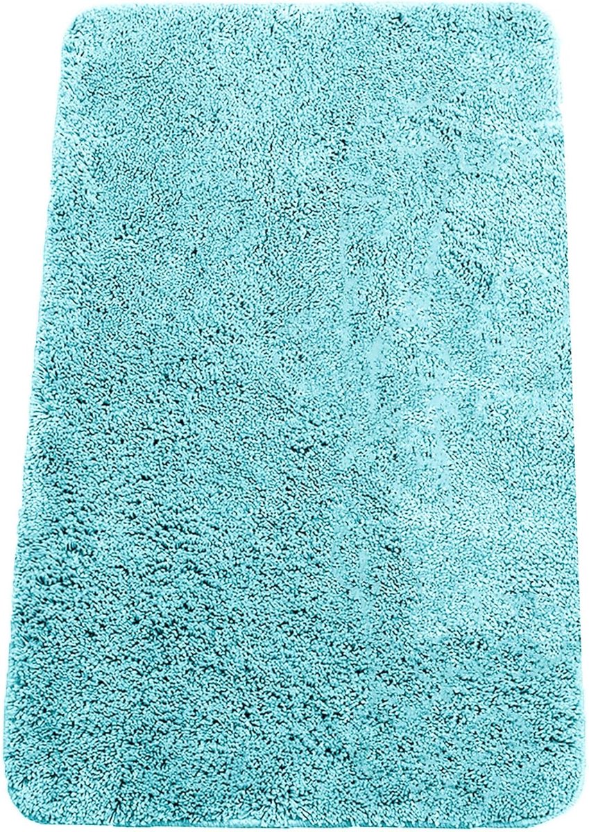 SnelShoppen - Badmat 50 x 80 cm - Rechthoekige Chenille Badkamer Tapijt - Zacht, Antislip, Goed Absorberend, Machinewasbaar - Aqua Blauw