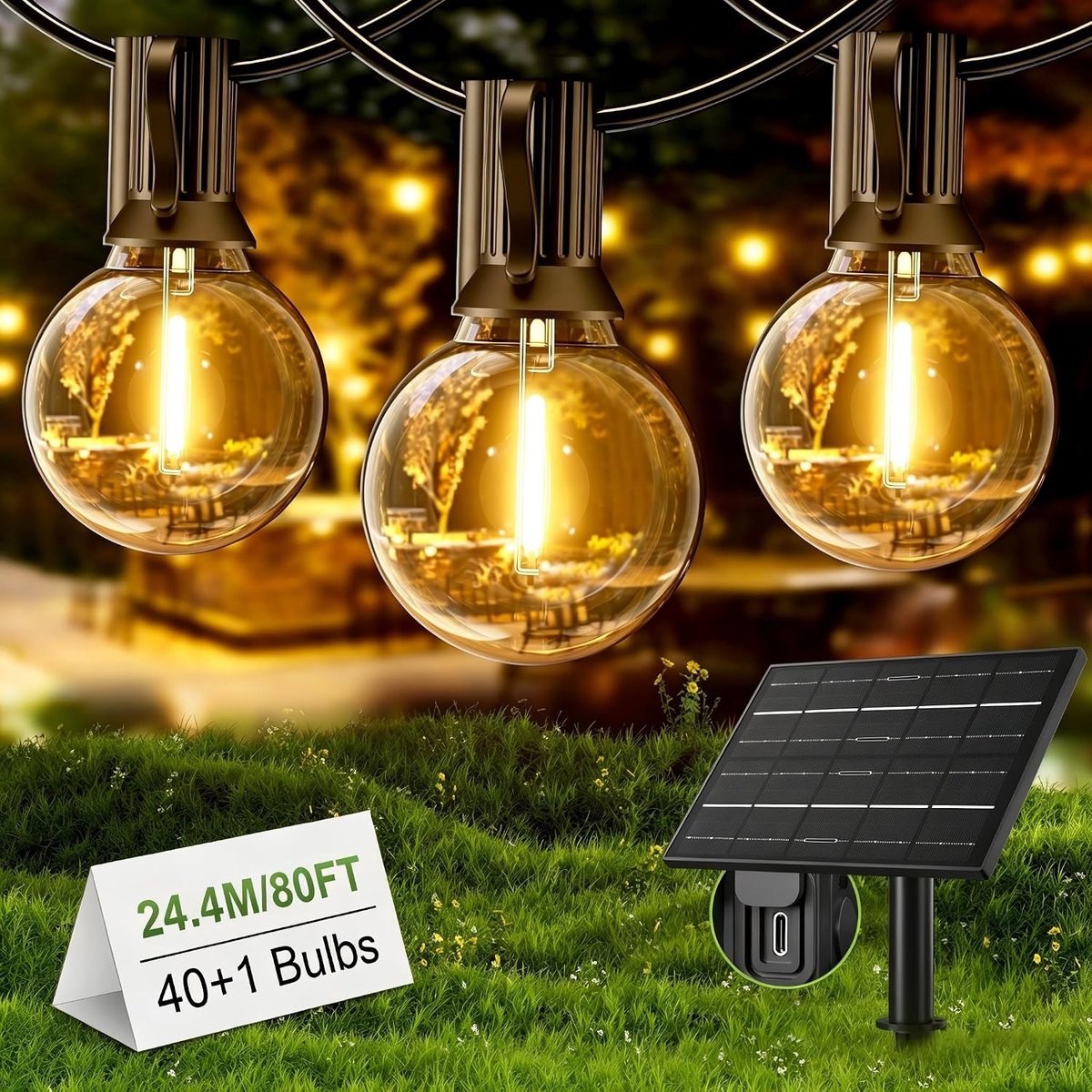 SnelShoppen - Yuusei Lichtsnoer op Zonne-energie voor Buiten, 24m Tuinverlichting, Decoratief Lichtsnoer, Waterdicht, LED, Voor Feesten, Camping en Tu