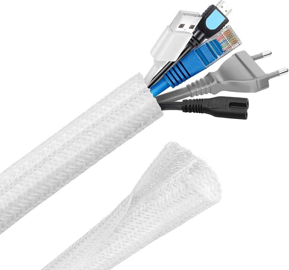 SnelShoppen - Flexibele Kabelgoot 13mm-6m - Optimaliseer Kabelbeheer - Organiser en Bescherming voor Elektrische Installatie op Bureau - Wit
