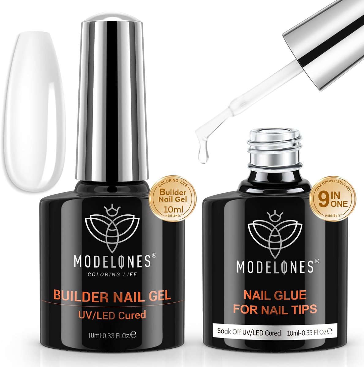SnelShoppen - 9-in-1 Nagellijm en Builder Gel Set voor Nagelversterking, UV Gel voor Nagelverlenging en Reparatie, 20 ml in Totaal, Perfect voor Manic
