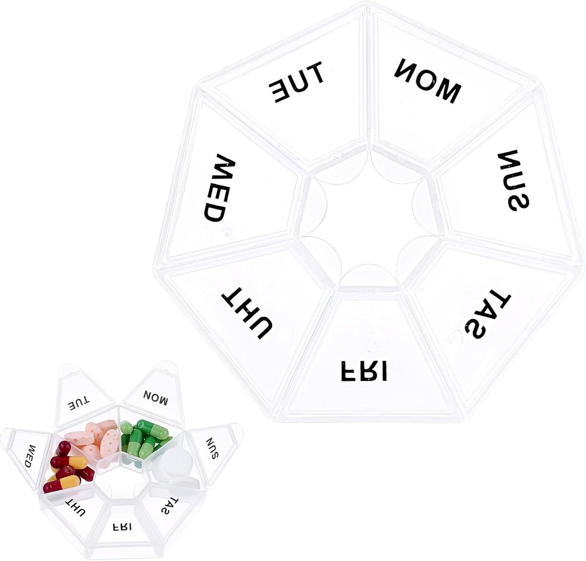 7 Dagen Pillendoos Reizen - Compacte Organizer voor Medicijnen, Vitaminen en Supplementen, Dagelijkse Doseringsbox voor Thuis en Onderweg