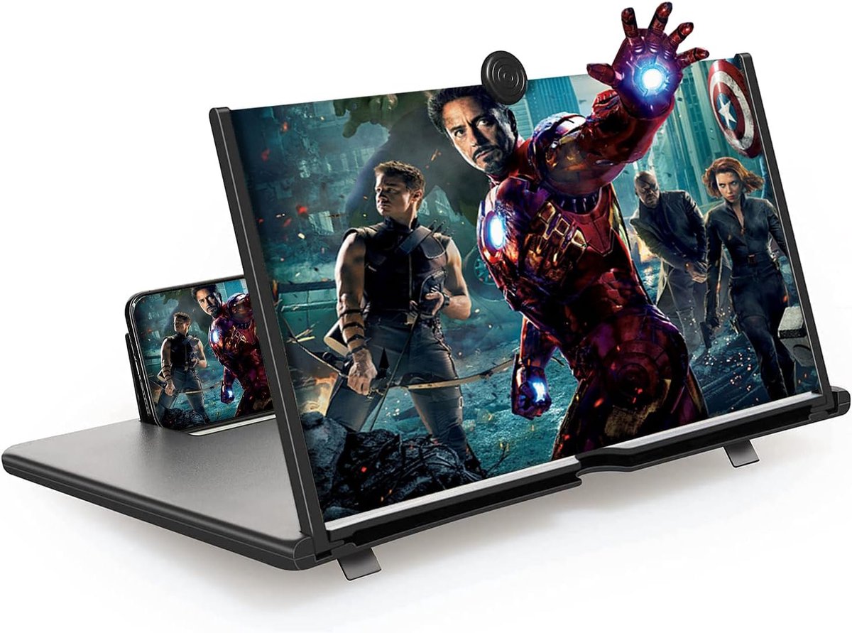 SnelShoppen - 12-Inch Schermvergroter voor Mobiele Telefoon - Perfect voor Films, Video's, Werk en Studeren - Robuuste Plastic Basis - Ideaal voor Thu