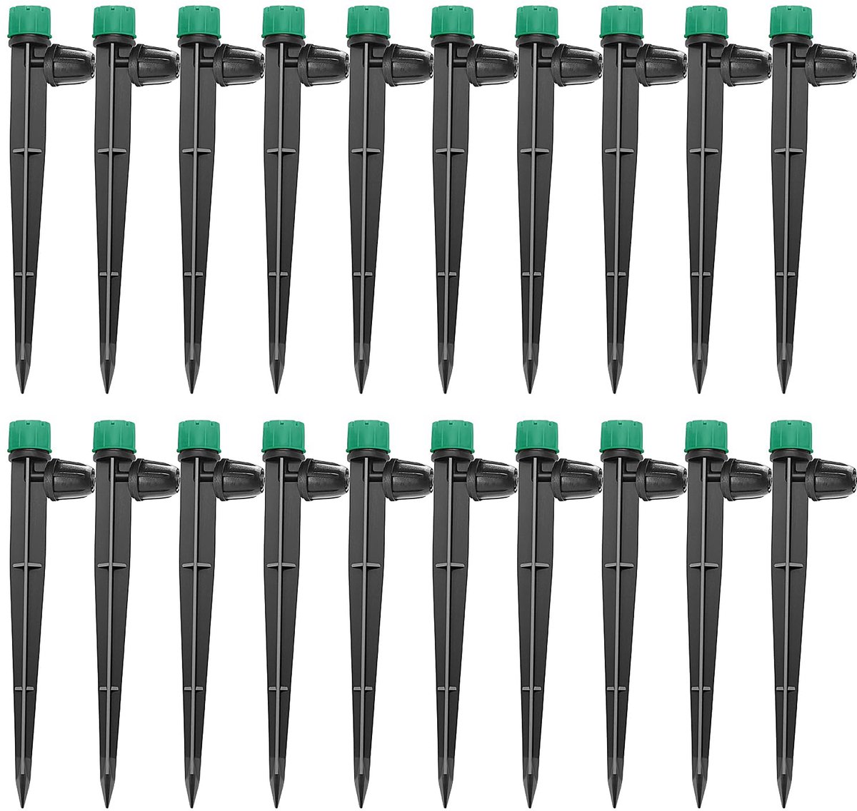 SnelShoppen - 20Pcs 360° Verstelbare Irrigatie Dripper Sprinkler voor 4/7mm Tuinslang - Micro 8-Hole Stake Dripper met Barbed Connector - Water Flow S