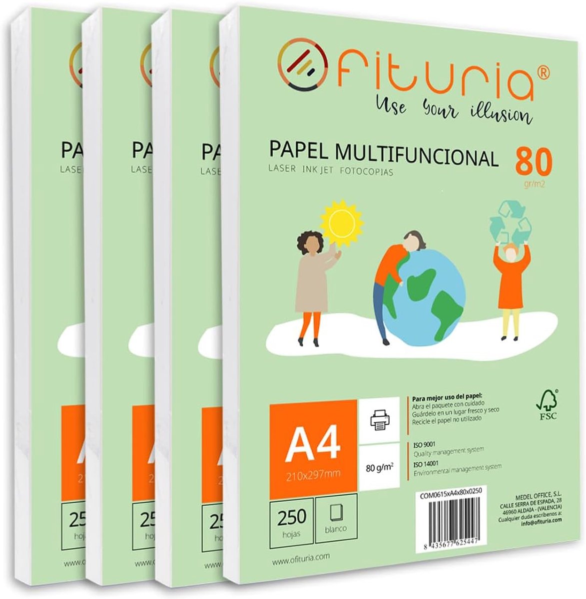 SnelShoppen - 80g A4 papier 1000 vellen - multifunctioneel printpapier voor school, kantoor, laser en inkjet printers - wit, 297 x 210 mm