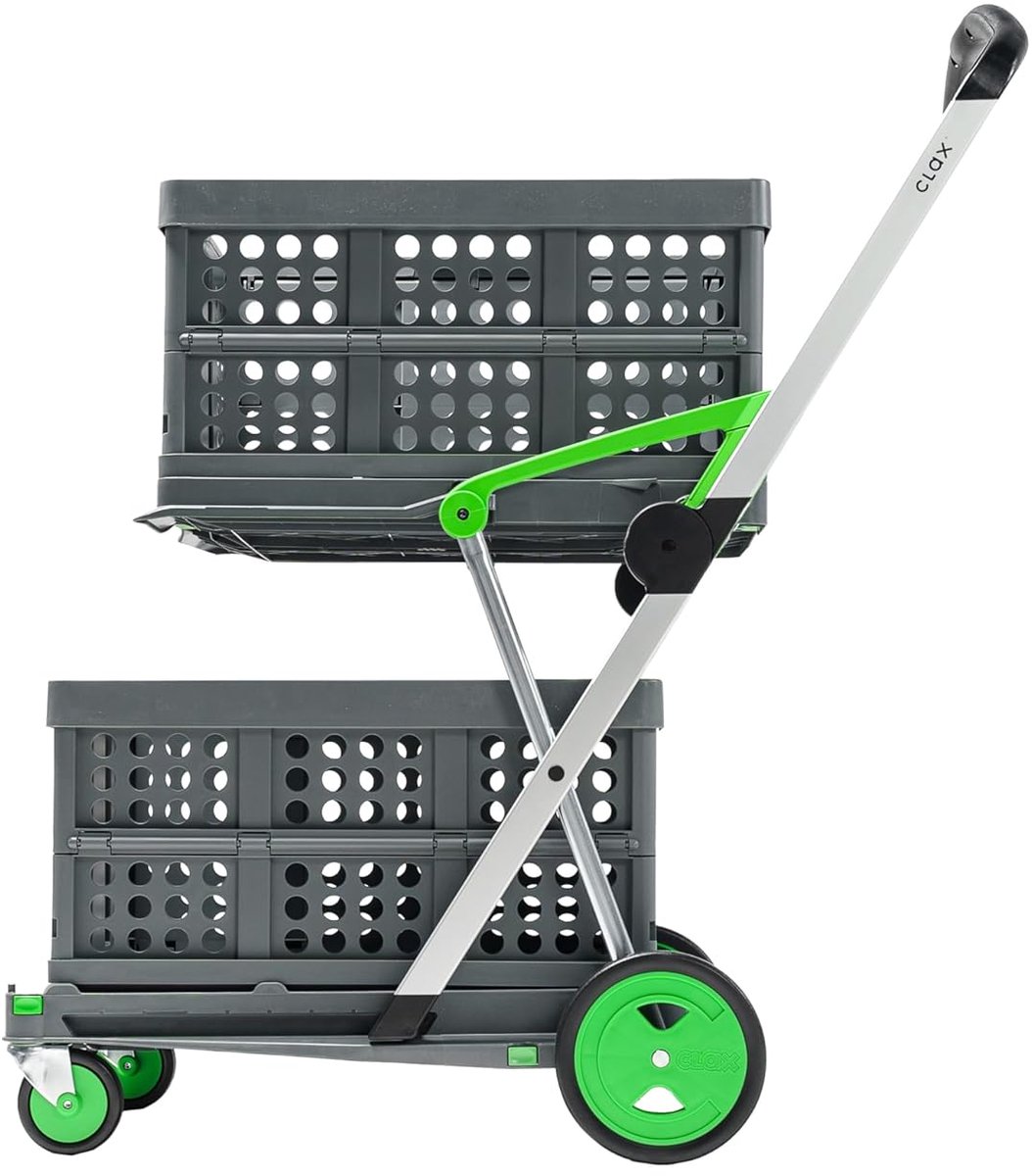 SnelShoppen - Vouwtrolley met 2 opvouwbare lades, lichtgewicht aluminium, 60 kg draagcapaciteit, ideaal voor boodschappen, camping en tuin
