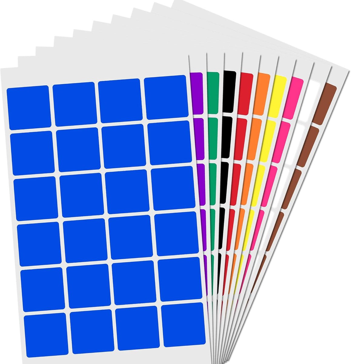 SnelShoppen - 1200 Pcs Kleurvolle Verhuisstickers 25 mm Vierkante Zelfklevende Labels voor Verhuizing - 10 Kleuren voor Dozen en Opbergers