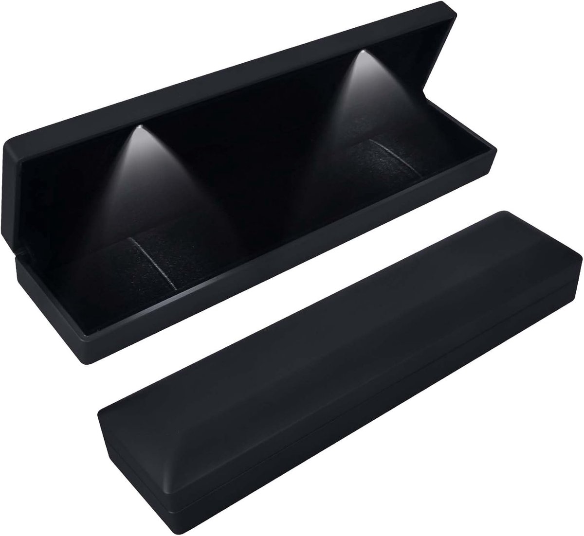 SnelShoppen - LED Sieradendoos Velvet met Verlichting voor Kettingen en Armbanden - Luxe Opbergdoos 23x5.5x3.5 cm Zwart - Perfect voor Feestjes en Cad