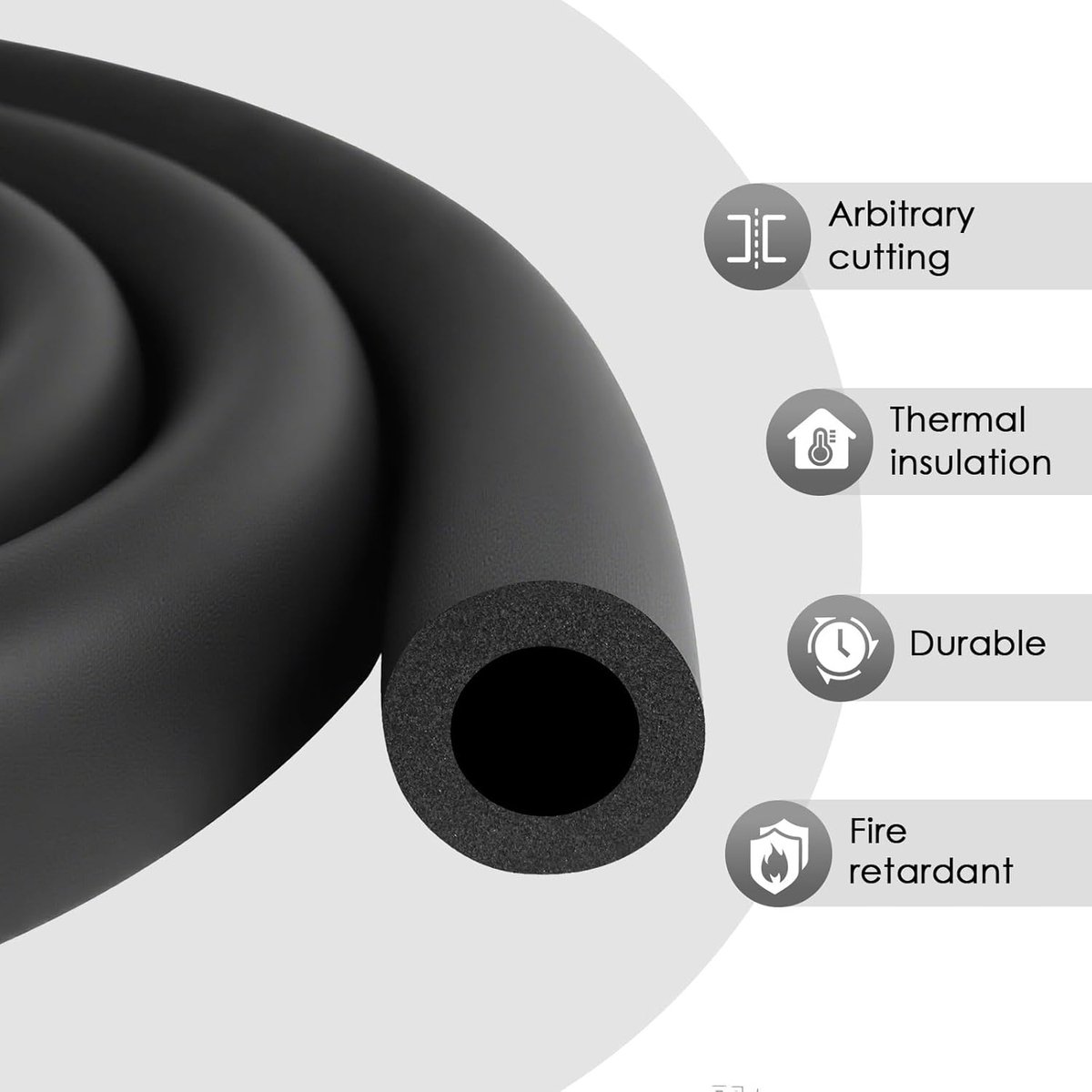 SnelShoppen - Foam Tube Isolatie 2m, Diameter 13 mm, Isolatie Slang voor Fitnessmachines, Verwarming, Handgrepen, Flexibel en Snijbaar, Geschikt voor