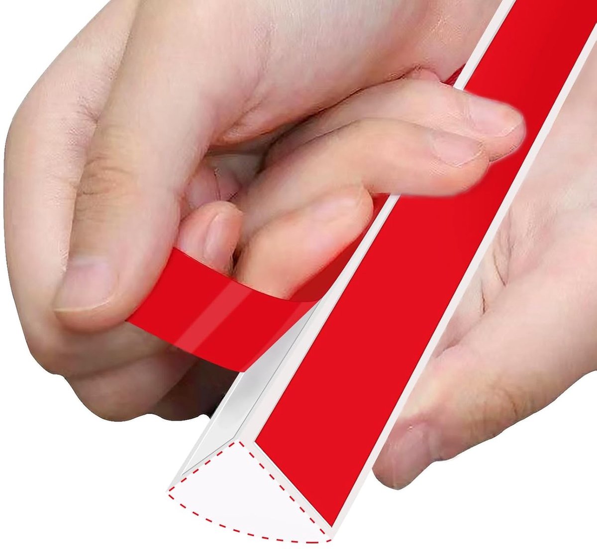 SnelShoppen - Quarter Round Flexibele Afplaktape Wit, Dubbelzijdige Lijm Rubber voor Vloer, Trap, Hoek, Badkuip (3m)