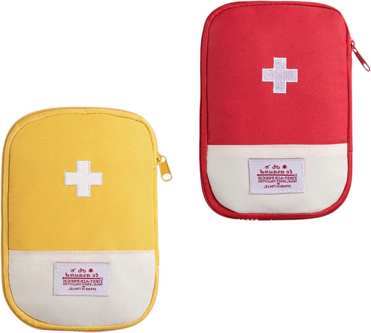 Draagbare Eerste Hulp Tas, 2 Stuks Mini Medicijn Tas voor Thuis, Kantoor, Reizen en Buitenactiviteiten (Rood, Geel)