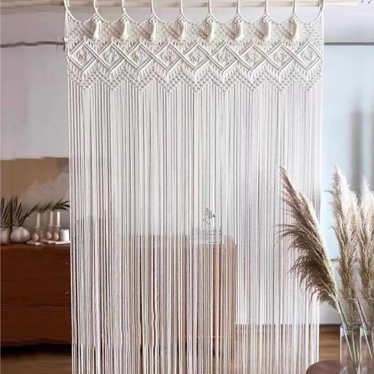 Boho Macrame Tapestry Gordijn en Tapijt voor Sfeervolle Kamers - 190 cm, Handgemaakt, Decoratief, Interieuraccessoire
