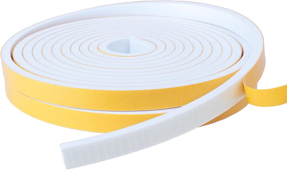SnelShoppen - Door en Raam Tochtstrip - 10mm x 6mm Zelfklevende Isolatieband - 2 Rollen van 10 Meter - Wit - Weerbestendig, Geluiddicht, Temperatuurbe
