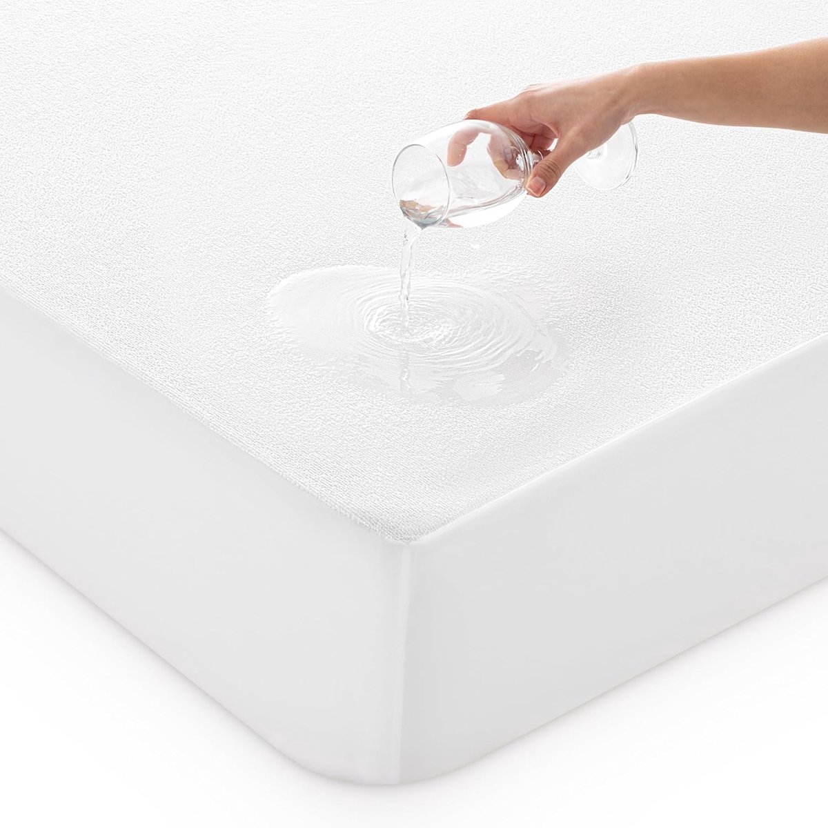 SnelShoppen - Matrassbeschermer verstelbaar, badstof, waterdicht en ademend, 3005 voor bedden 80 x 190/200 cm, bescherming tegen mijten en bacteriën