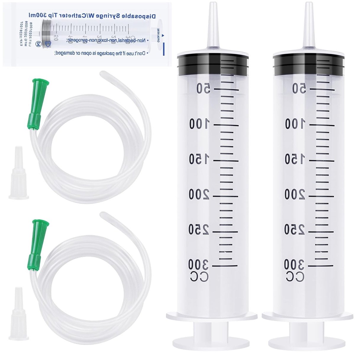 Grote herbruikbare olie spuit zonder naald voor laboratorium, tuin en wetenschappelijk onderzoek - 2 x 300 ml spray met slang