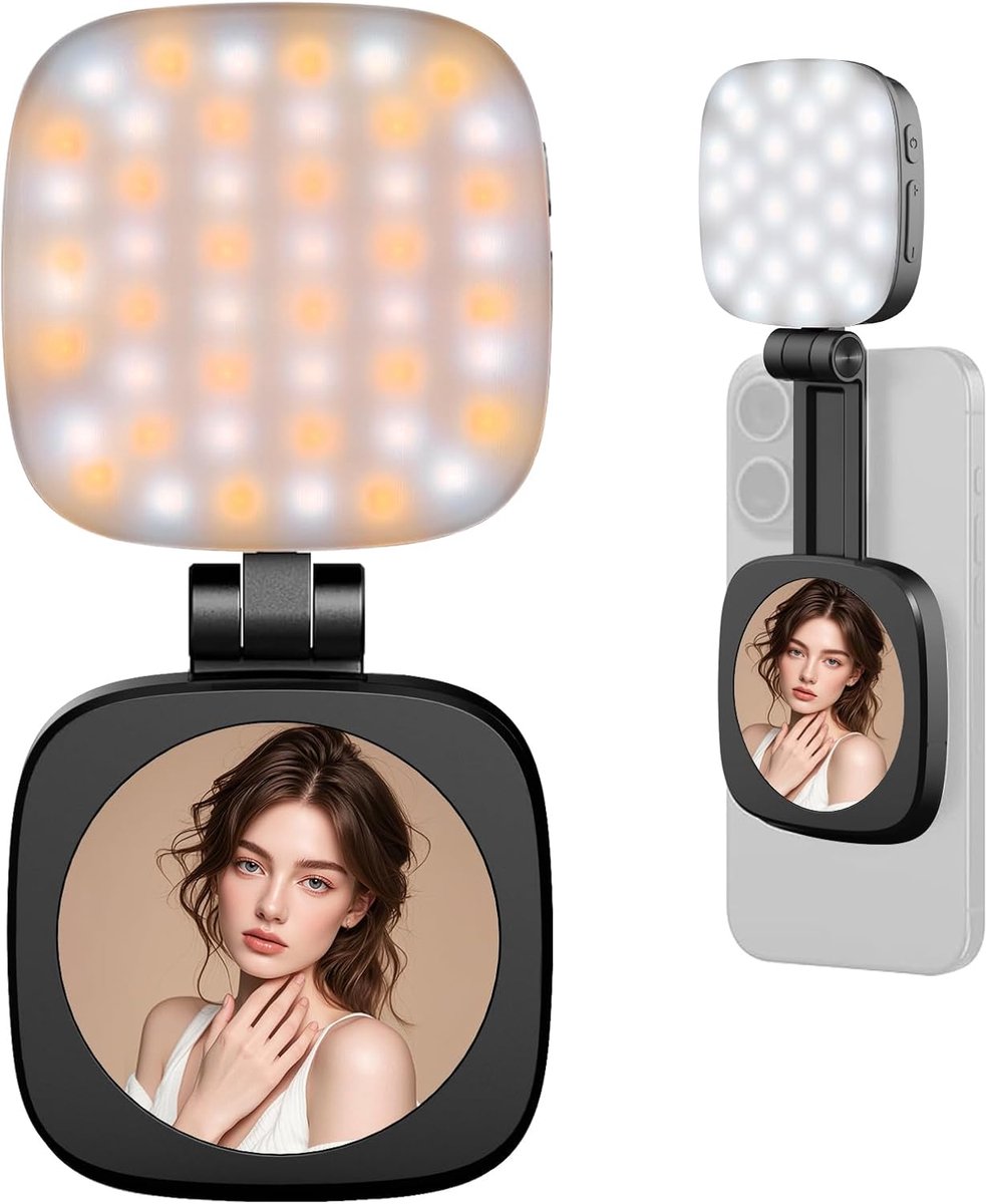 SnelShoppen - Magnetic Selfie Lamp met 3 Lichtmodi, Verstelbare Helderheid, Webcam Video Light voor MagSafe iPhone, Laptop, Camera, Ideaal voor Zoom,