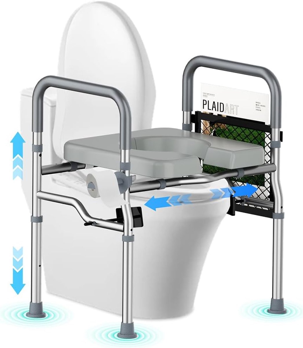 SnelShoppen - Toilet Booster voor Senioren, Verhoogd Toiletzitting met Handgrepen, Hoogte Verstelbaar 68-78 cm, Tot 150 kg, Ideaal voor Ouderen, Zwang