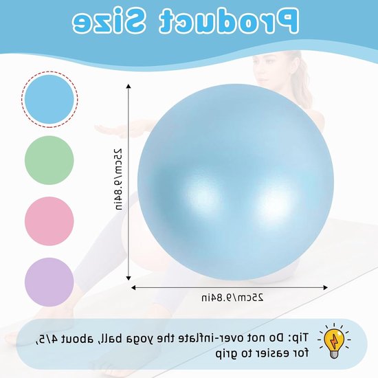 Set van 4 explosiebestendige Pilatesballen van 25 cm - Antislip gymnastiekballen voor buik- en schoudertraining, balans en sportactiviteiten — afbeelding 5