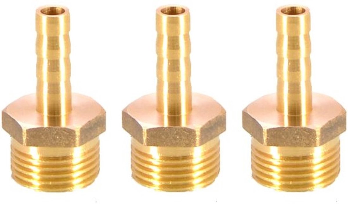 Messing Prikkeldraad Slang Fitting Koppeling - Hoogwaardige Kwaliteit - Goud - Geschikt voor Lucht en Water - 6mm tot 3/8