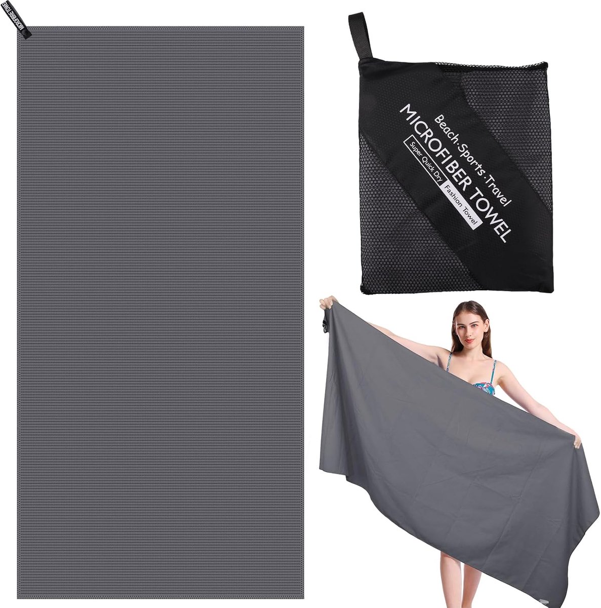 Thijox - Microvezel Strandlaken voor Volwassenen - Compacte Sneldrogende Sport-Reishanddoek 180x80cm - Ideaal voor Strand, Zwemmen, Yoga, Kamperen, Gr