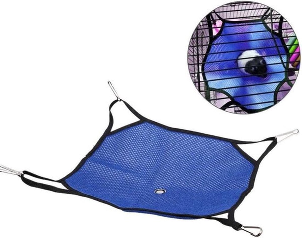 Hangmat voor Huisdier, Activiteit Bed van Mesh Stof, Schommel voor Kleine Dieren – Hamster, Cavia, Eekhoorn, Suikerzweefvliegtuig, Rat, Muizen – 34 x 34 cm – Groot