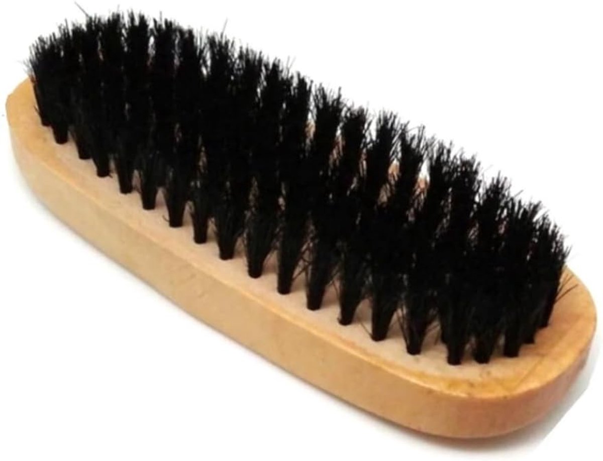 SnelShoppen - Clog borstel - 14x5x3cm - Semi-harde zwarte haren - Leer, suede, nubuck onderhoud - Schoen, laarzen en tas schoonmaak en polish borstel